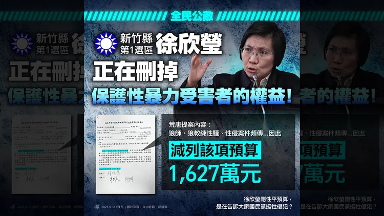 民進黨製圖盤點藍白8位立委刪減總預算提案荒唐。翻攝自民進黨臉書
