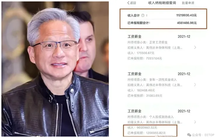 黃仁勳最近表示輝達中國分公司員工離職率全球最低，從網路流傳的一張疑似內部員工薪資單，公司待遇真的讓人稱羨。翻攝微博