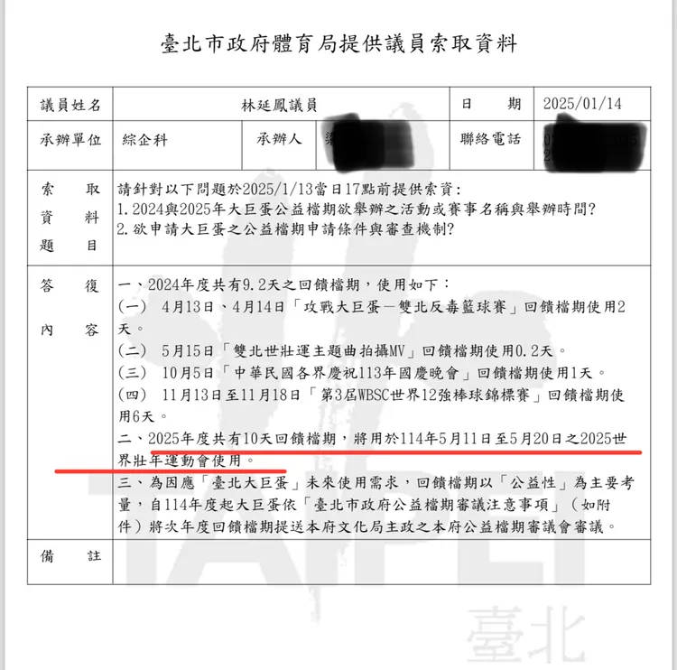 世壯運10天佔據公益檔期，排除WBC賽事舉辦爭取公益時段的機會。林延鳳議員辦公室提供