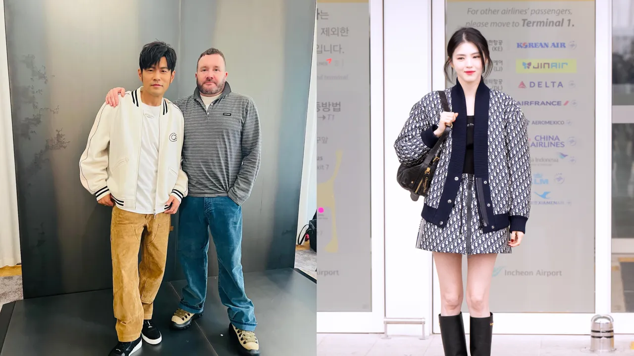 周杰倫（左圖左）將現身DIOR 2025秋冬男裝秀，他並提前和男裝創意總監Kim Jones合影，右圖為同樣將現身秀場的韓素希。品牌提供