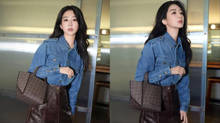 楊紫選用JORDI咖啡色經典印花小提包，1萬5000元。品牌提供