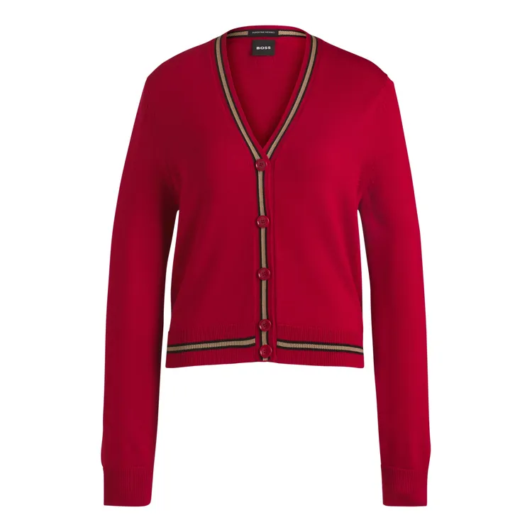 BOSS 農曆新年系列紅色開襟針織衫，1萬900元。品牌提供