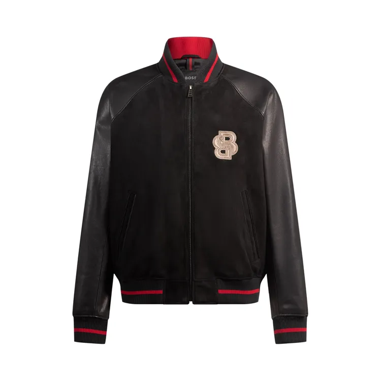 BOSS 農曆新年系列羊皮拼接棒球外套，3萬9400元。品牌提供