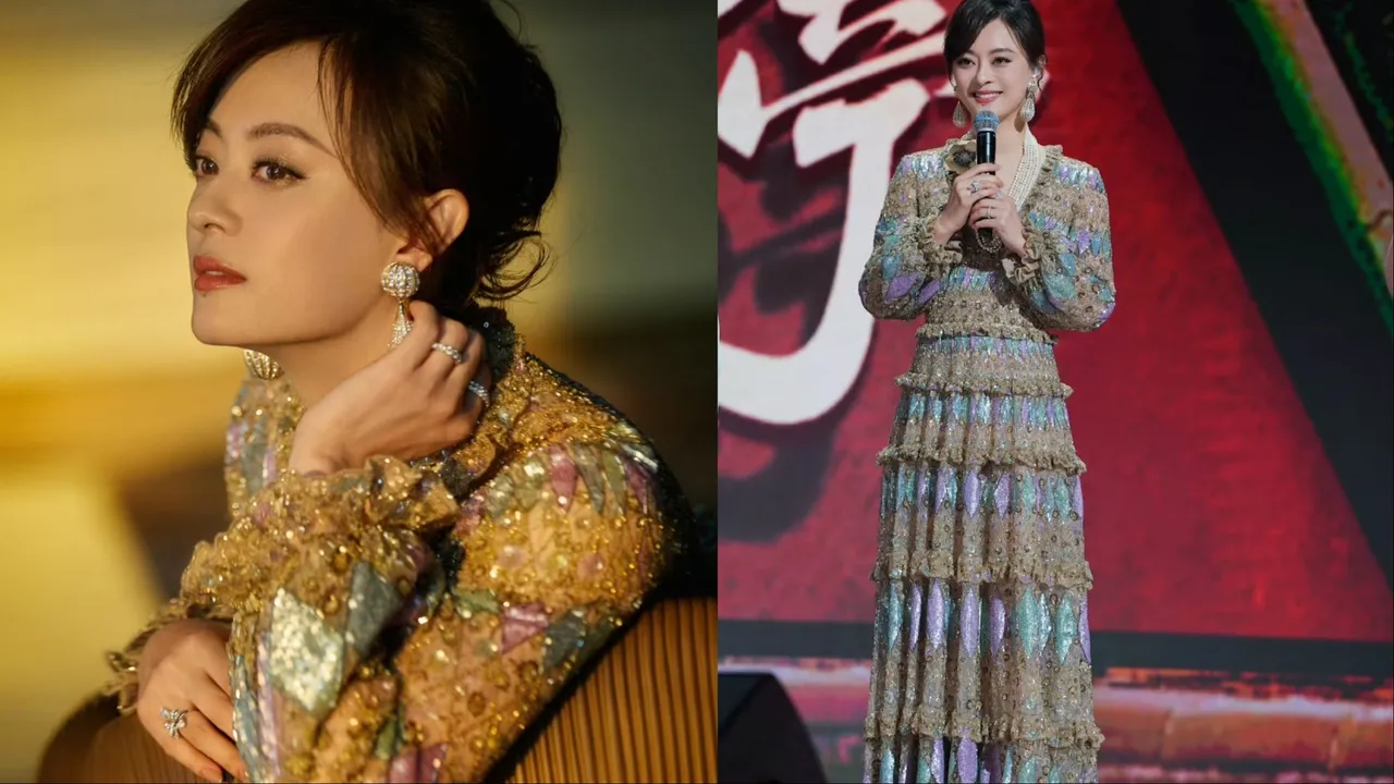 孫儷穿著義大利精品Valentino亮片刺繡長洋裝,氣場十足。翻攝小儷同事說微博