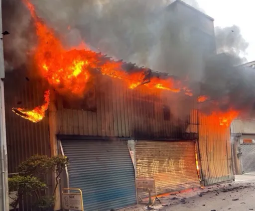 桃園鐵皮倉庫火警!現場烈焰熊熊 警消搶救中