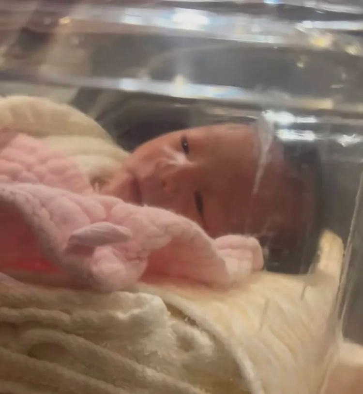 「小龍寶寶」正面照曝光，有著高挺鼻子是個小帥哥。翻攝自傅娟小紅書