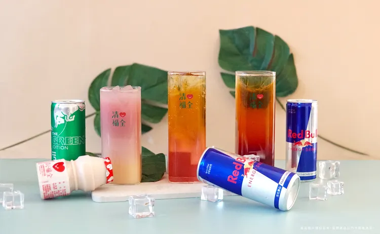 Red Bull能量特調包含紅牛能量多多等系列飲品。清心福全提供