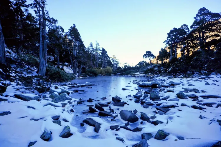 雪山翠池目前已完全結冰，呈現難得的北國風情。山友汪克潮提供