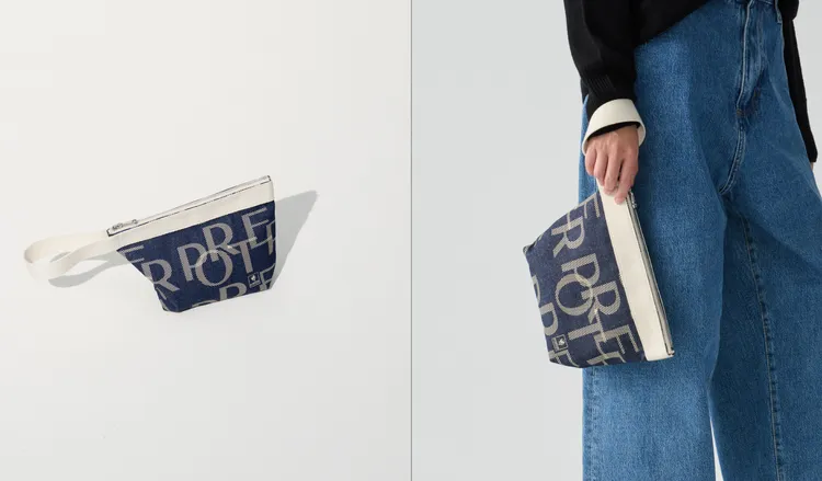 以日本製棉質牛仔布製成的手腕包為加價購商品。品牌提供