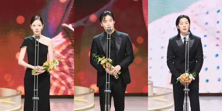 《如此親密的背叛者》蔡元彬（左圖起）獲得最佳女新人，《現在撥打的電話》許南俊、《白雪公主非死不可》李家燮奪男新人。翻攝MBC