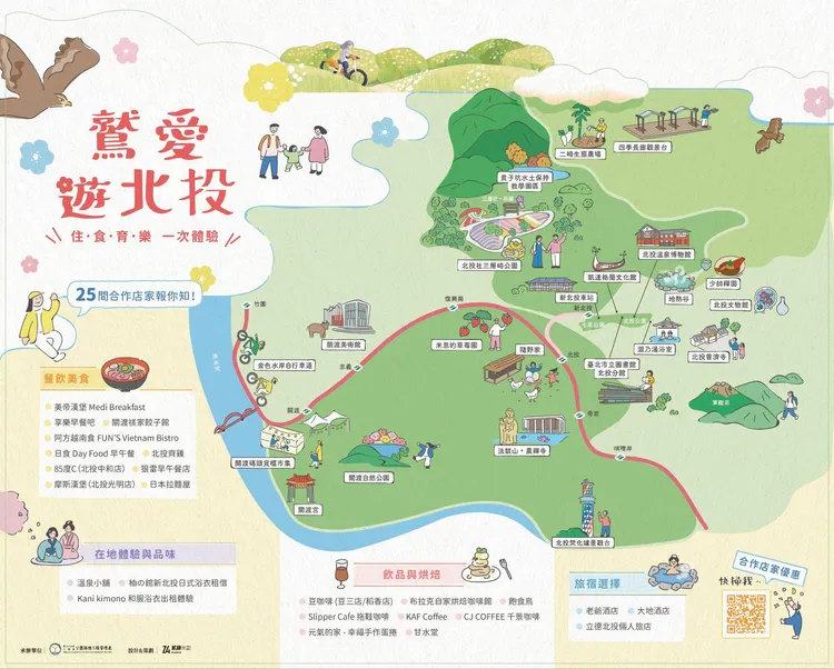 陽明山公園管理所與周邊商圈合作，提供25間特約商家獨家優惠。北市工務局提供