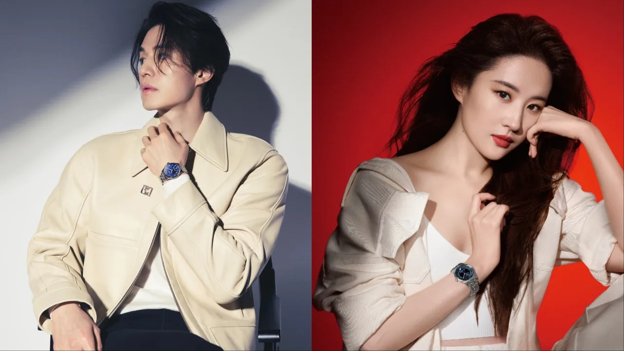 李棟旭（左）、劉亦菲（右）演繹天梭表經典錶款。品牌提供