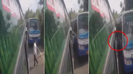 驚險影片｜公車離譜路肩超車「夾擊路人」　他奇蹟保命