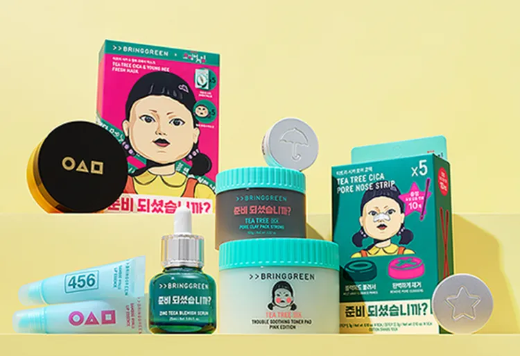 BRING GREEN與魷魚遊戲聯名保養單品。翻攝品牌官網