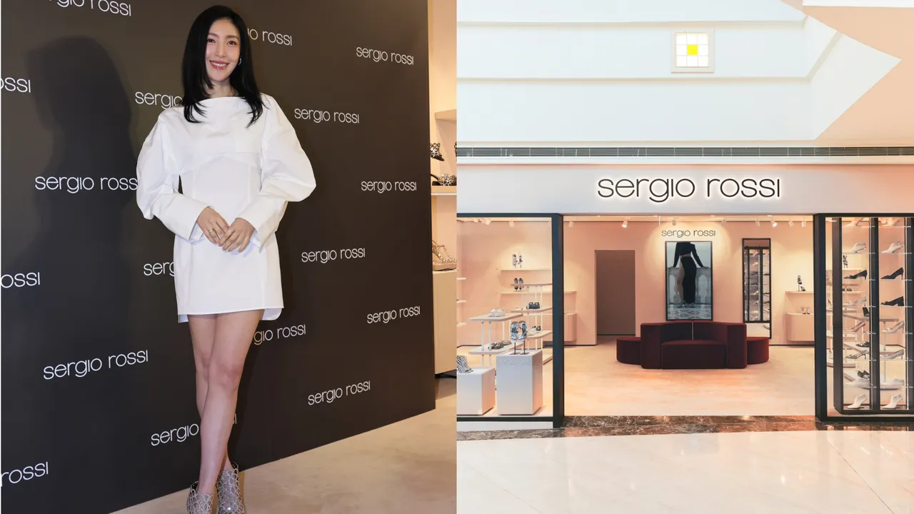 楊謹華出席Sergio Rossi新店開幕活動。左圖攝影中心攝、右圖品牌提供