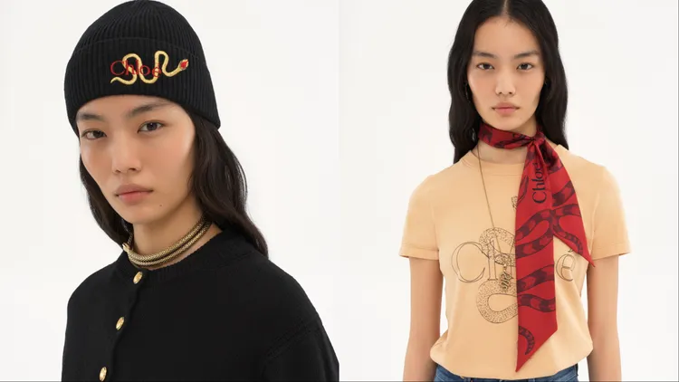 Chloé也推出黑色蛇型針織毛帽、紅黑蛇紋絲巾等配件。品牌提供