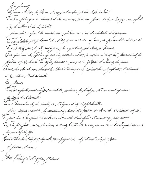 設計總監Olivier Rousteing親手寫下的情書。品牌提供