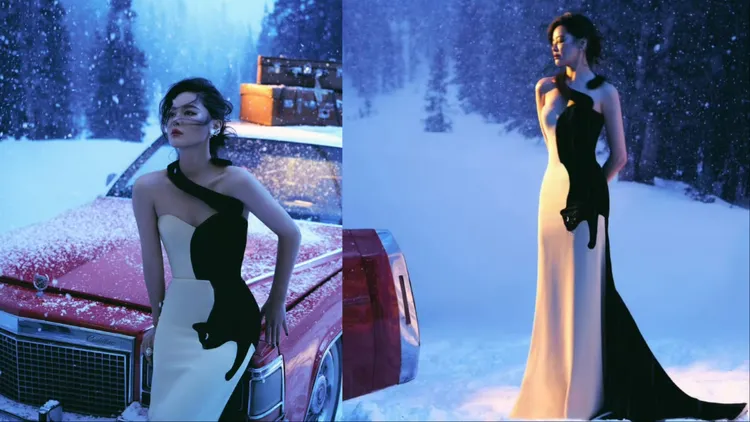 辛芷蕾選穿法國設計師品牌Alexis Mabille的2024秋冬高訂。翻攝辛芷蕾工作室微博