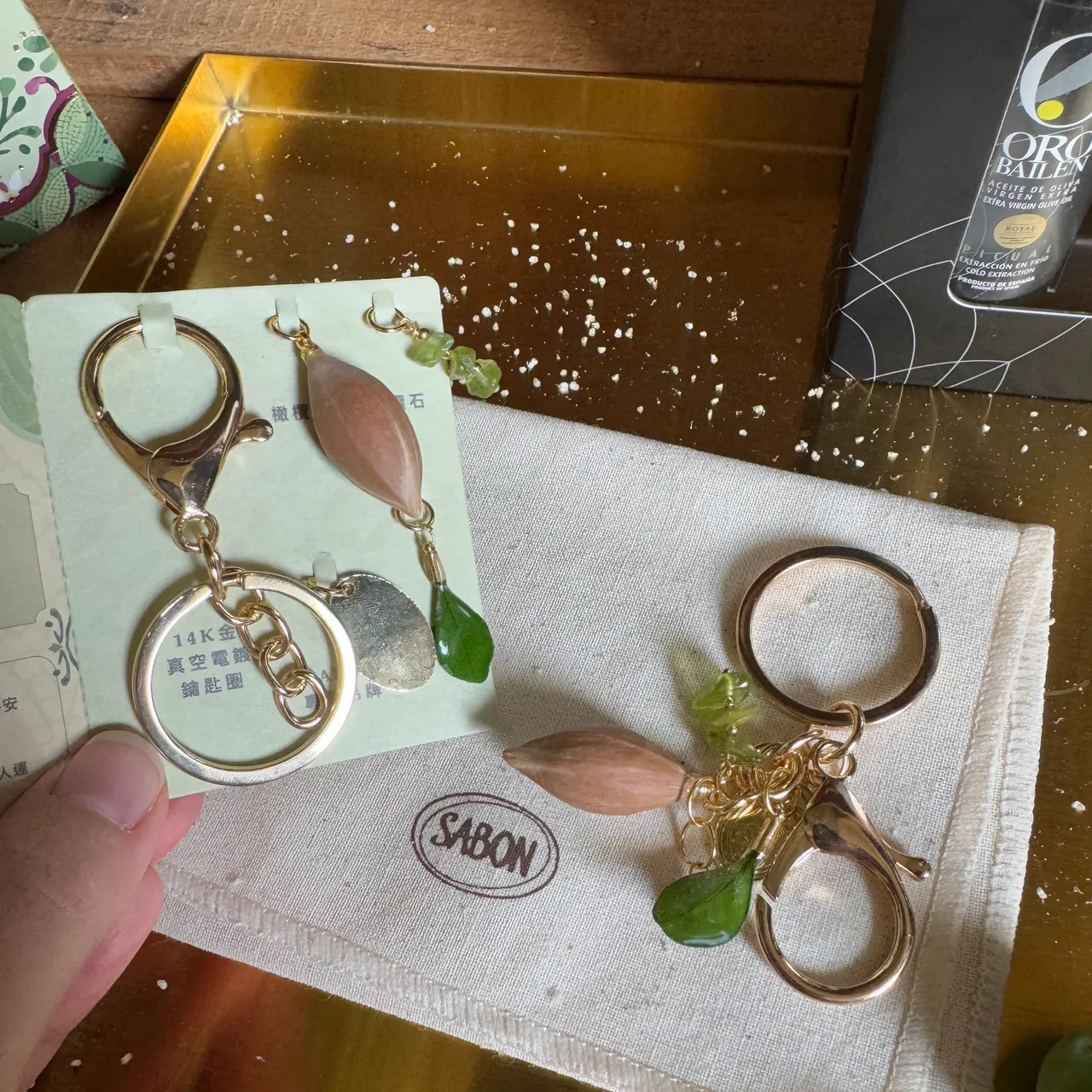 1月20日2月28日推出的SABON盛宴橄欖手作活動,可自己製作吉運橄欖掛飾鑰匙圈。張家玲攝