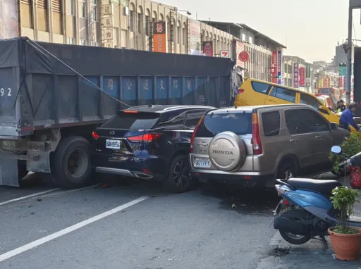 宜蘭頭城驚悚車禍!砂石車起步連撞3車 廂型車卡電桿「變形全毀」