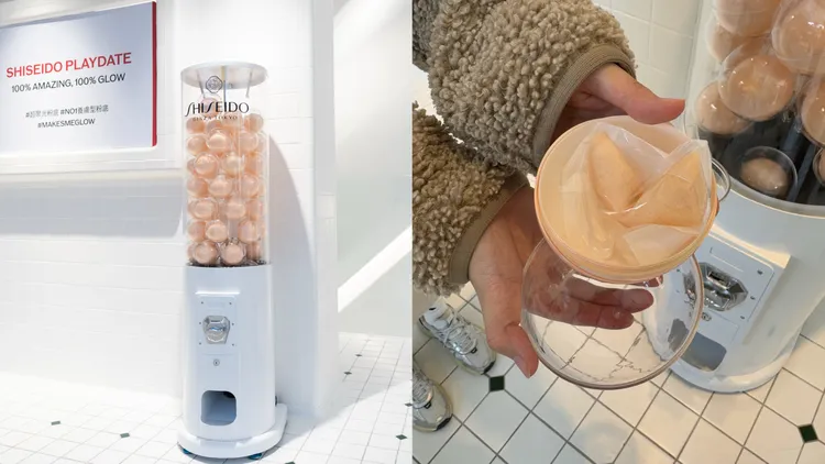 快閃店中的聚光扭蛋機。左圖品牌提供、右圖張家玲攝