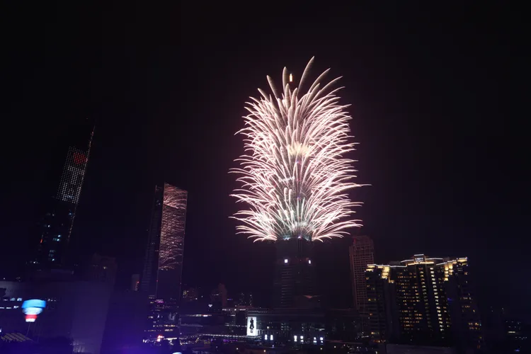 2025年台北101大樓煙火秀。莊宗達攝