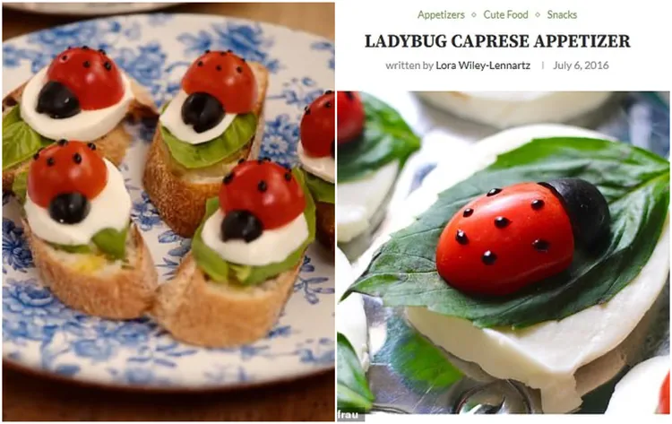 梅根端出的瓢蟲風開胃菜（左圖）其實不是原創食譜。