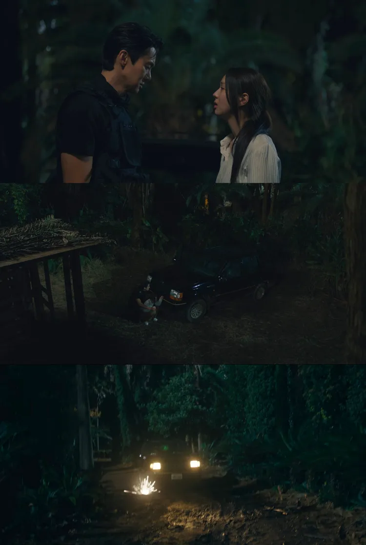 柳演錫救出在戰地被擄走的蔡秀彬，還上演槍戰，讓觀眾看傻眼。翻攝Netflix