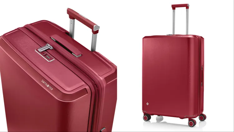 Samsonite EVOA Z行李箱20吋／1萬3800元、25吋／1萬5800元、28吋／1萬7800元、30吋／1萬9800元。品牌提供