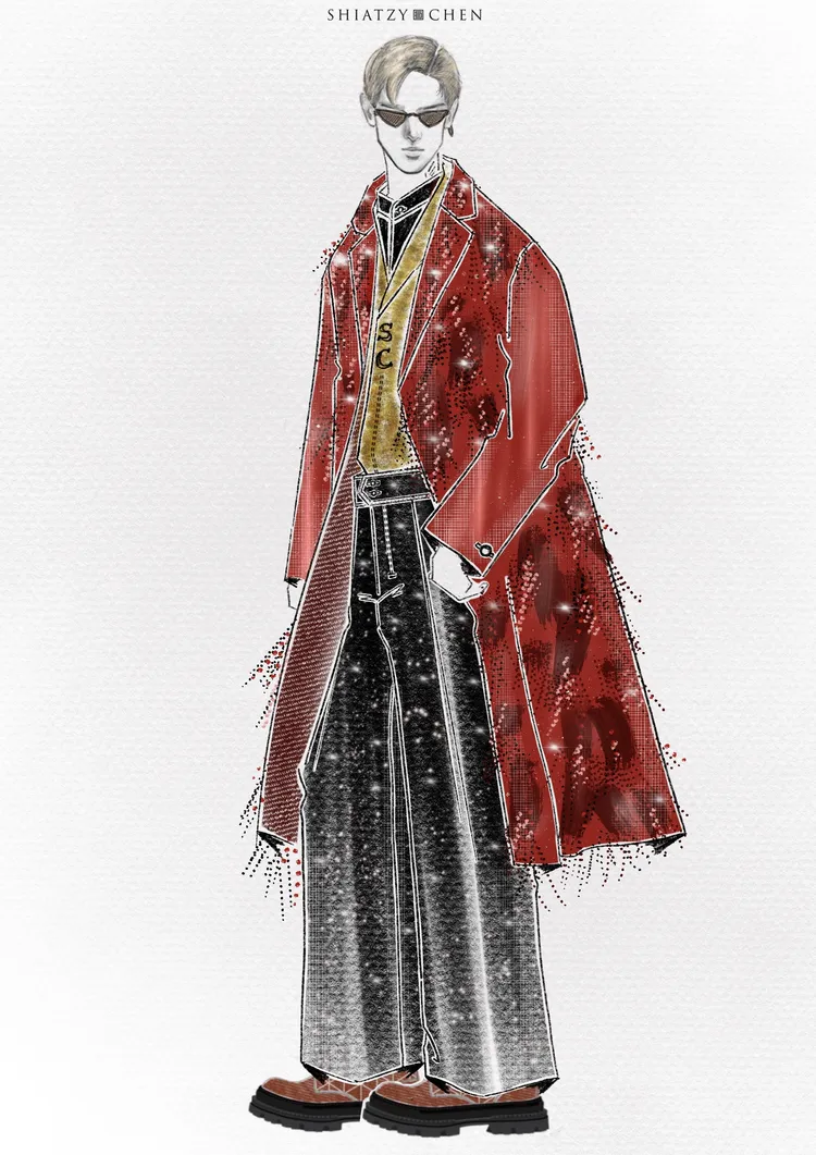 林俊傑世界巡迴演唱會訂製服手稿。品牌提供