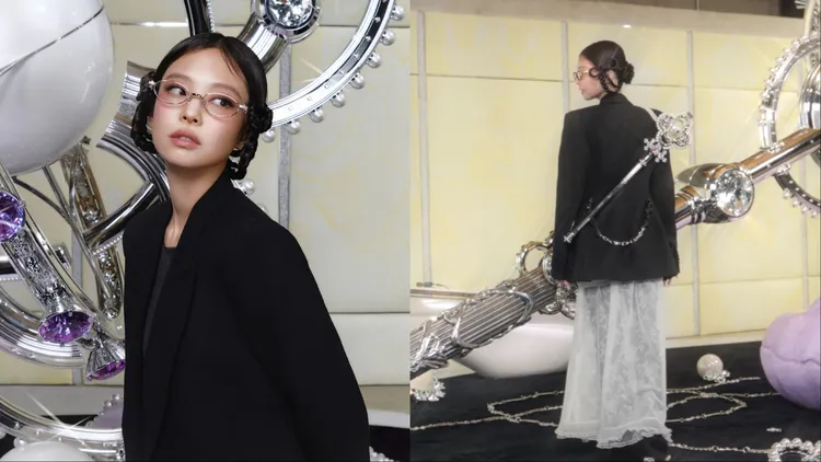 Jennie綁起超Q的蝴蝶結編髮並背上魔法權杖模樣相當俏麗。品牌提供