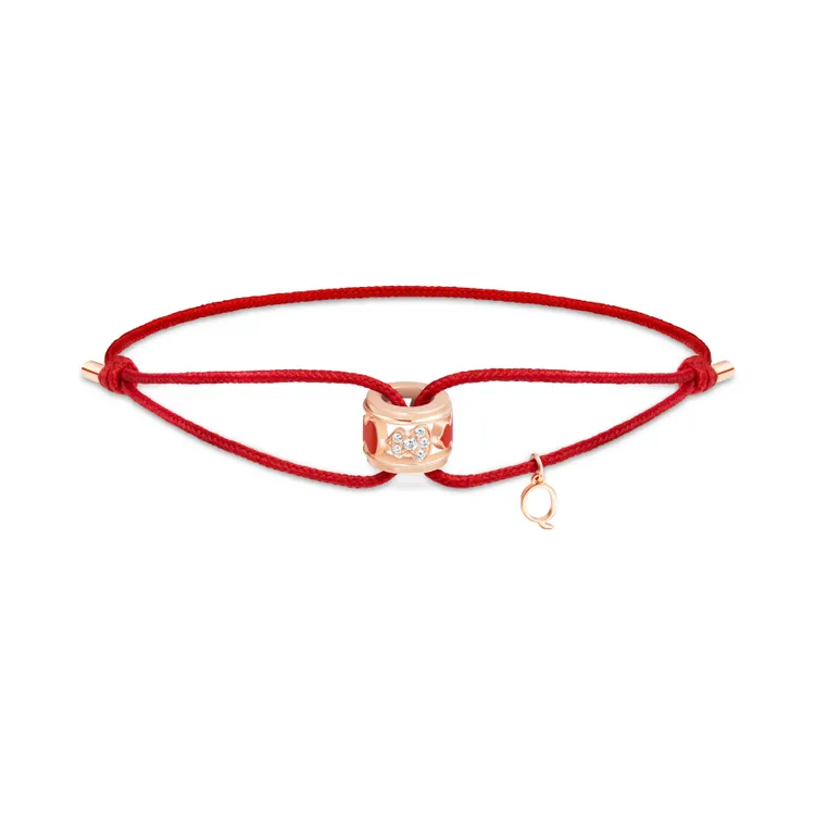 Wulu Eternity 18K 玫瑰金鑽石HyCeram陶瓷紅繩手鍊，5萬9000元。品牌提供