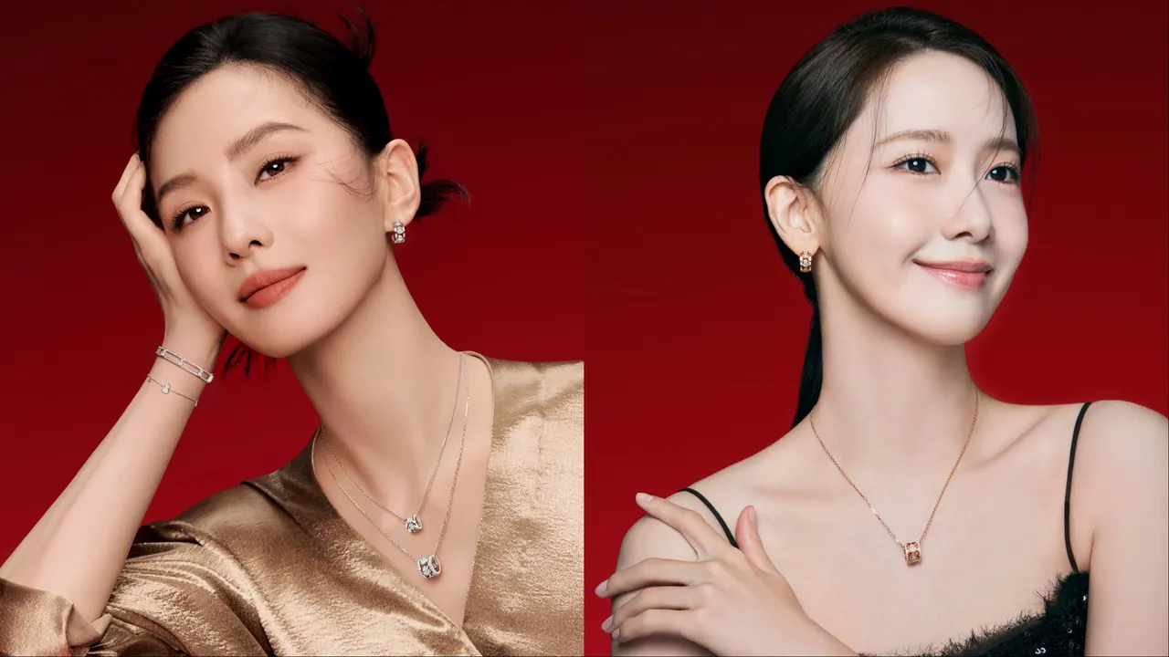 劉詩詩（左）、潤娥（右）拍攝Qeelin形象照。品牌提供