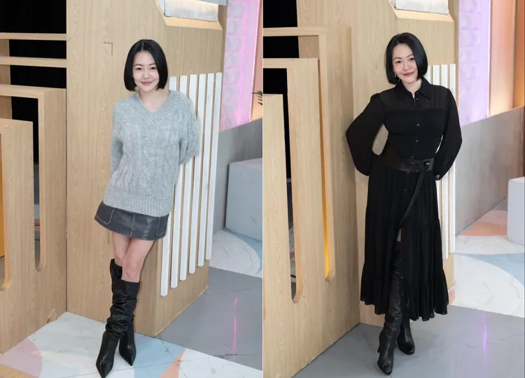 小S運用短裙或開衩長裙襯托出腳上的Luna及膝長靴。品牌提供