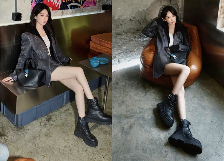 楊紫親自示範了Colby短靴的長腿效果。品牌提供