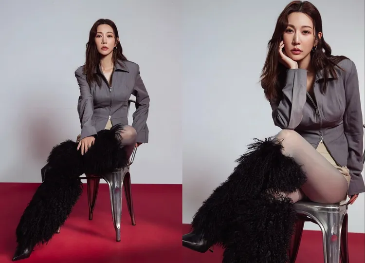 曾莞婷性感演繹羊毛款Luna及膝長靴。品牌提供