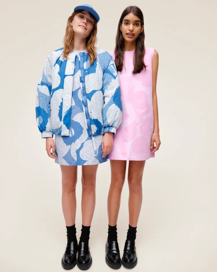 Marimekko以風信子藍、柔玫粉等色調點亮情人節造型。品牌提供