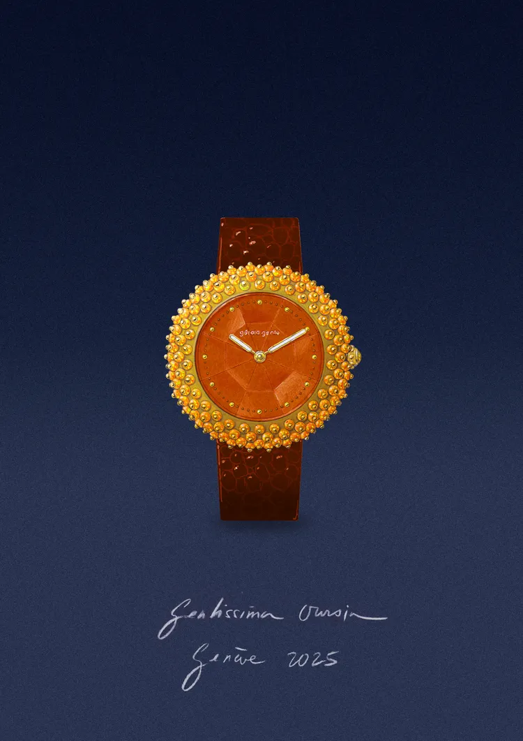 Gérald Genta Gentissima Oursin Fire Opal腕錶。品牌提供