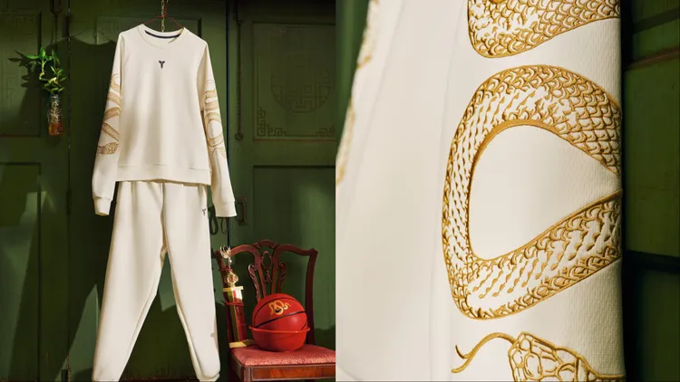 金蛇刺繡既呼應蛇年主題，也致敬Kobe Bryant的「曼巴精神」。品牌提供