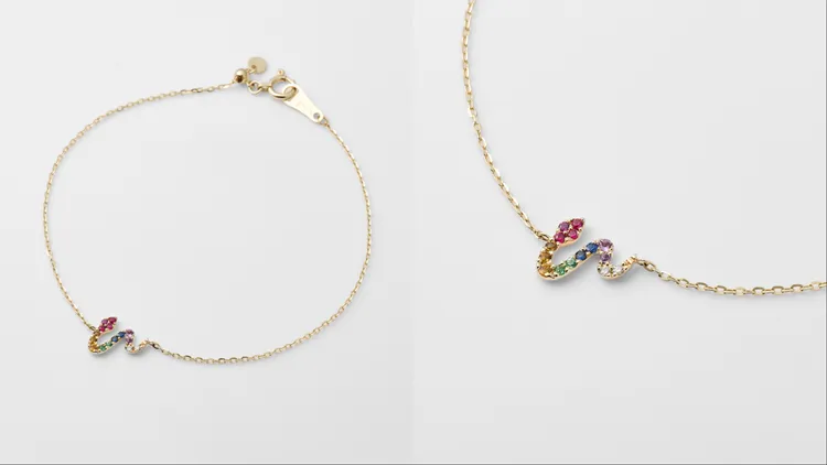 「10K蛇年彩色寶石手鍊」全長16.5cm，設計有調節球可輕易自行調節長度。品牌提供