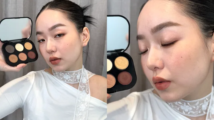 Model示範M.A.C嗜裸成癮玩色派對六色眼影盤#沙丘晨曦。張家玲攝