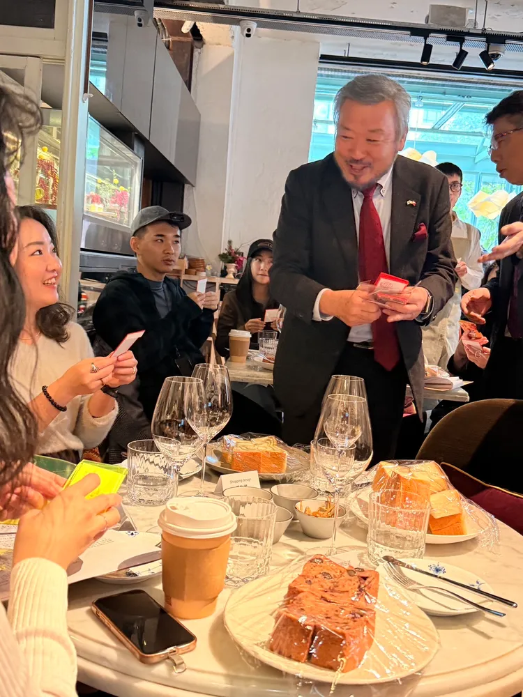 OSG集團會長湯川剛高齡79歲。陳揚盛攝