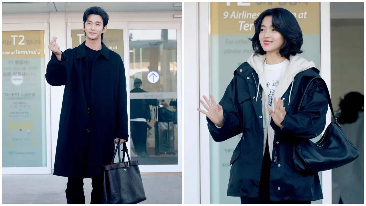 韓星金秀賢（左圖）與金泰梨現身韓國機場，準備飛往米蘭參加PRADA男裝秀。品牌提供