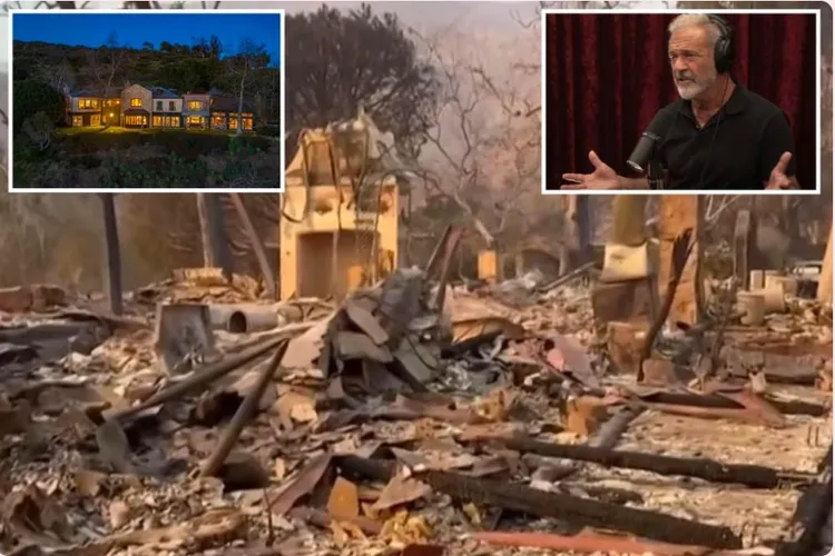 梅爾吉勃遜的豪宅慘遭燒毀。翻攝自X @STraversa19920