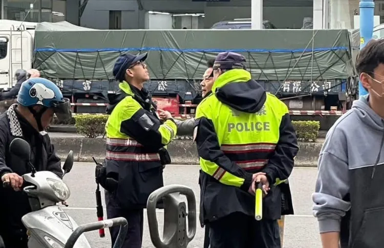民眾拍下徐乃麟被開單後疑似與警方爭執。翻攝自爆料公社二社