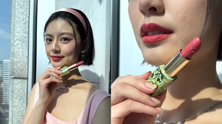 Model示範絕美奢潤精萃唇膏晶透限定版蕊芯#599放肆索吻。張家玲攝