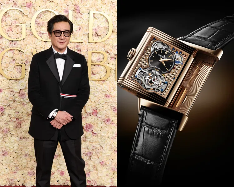 關繼威相中了積家玫瑰金Reverso Tribute Duoface Tourbillon翻轉系列雙時區陀飛輪腕錶，466萬元。品牌提供