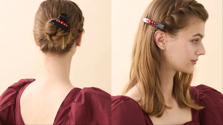 亞歷山卓珍珠綵結小抓夾（左）5900元、珍珠綵結仕女夾（右）4300元。品牌提供