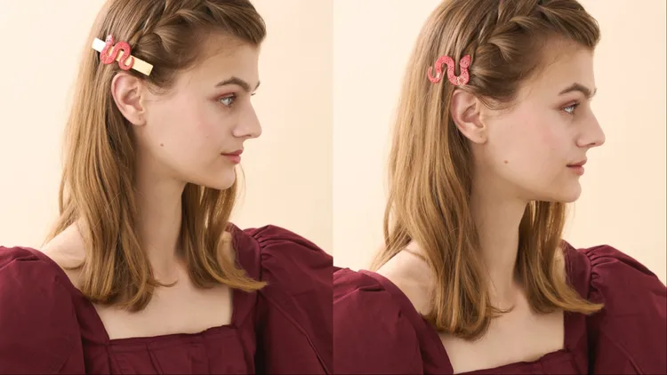 亞歷山卓小龍女仕女夾（左）5200元、小龍女豆扣夾（右）3800元。品牌提供