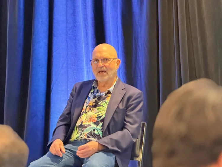 波士頓動力（Boston Dynamics）創辦人Marc Raibert接受全球媒體聯訪。趙筱文攝